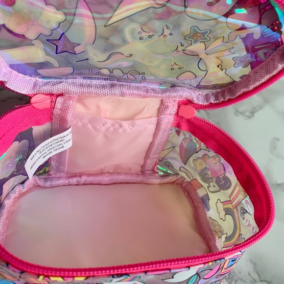 3/$45 ⭐️ Pink Iridescent Unicorn and Colourful Graphics Bag/Purse with handle - Picture 8 of 10